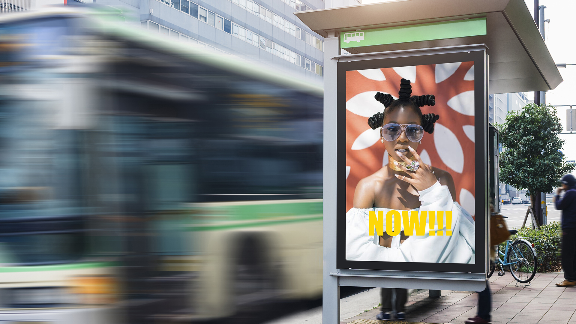 Mock up Billboard Banner template at Bus Shelter Media outdoor s